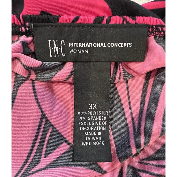 NWT INC International Concepts Womens Blouse Top Plus Size 3X Pink Black Swirl - Picture 4 of 6